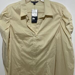 Philip Russel Women's Cream Collard Long Sleeves Button Up Shirts Size XL